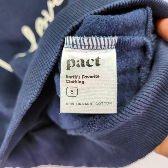 Pact Organic Cotton Crewneck Sweatshirt Size Small Love Heart Blue Sustainable - Picture 11 of 13